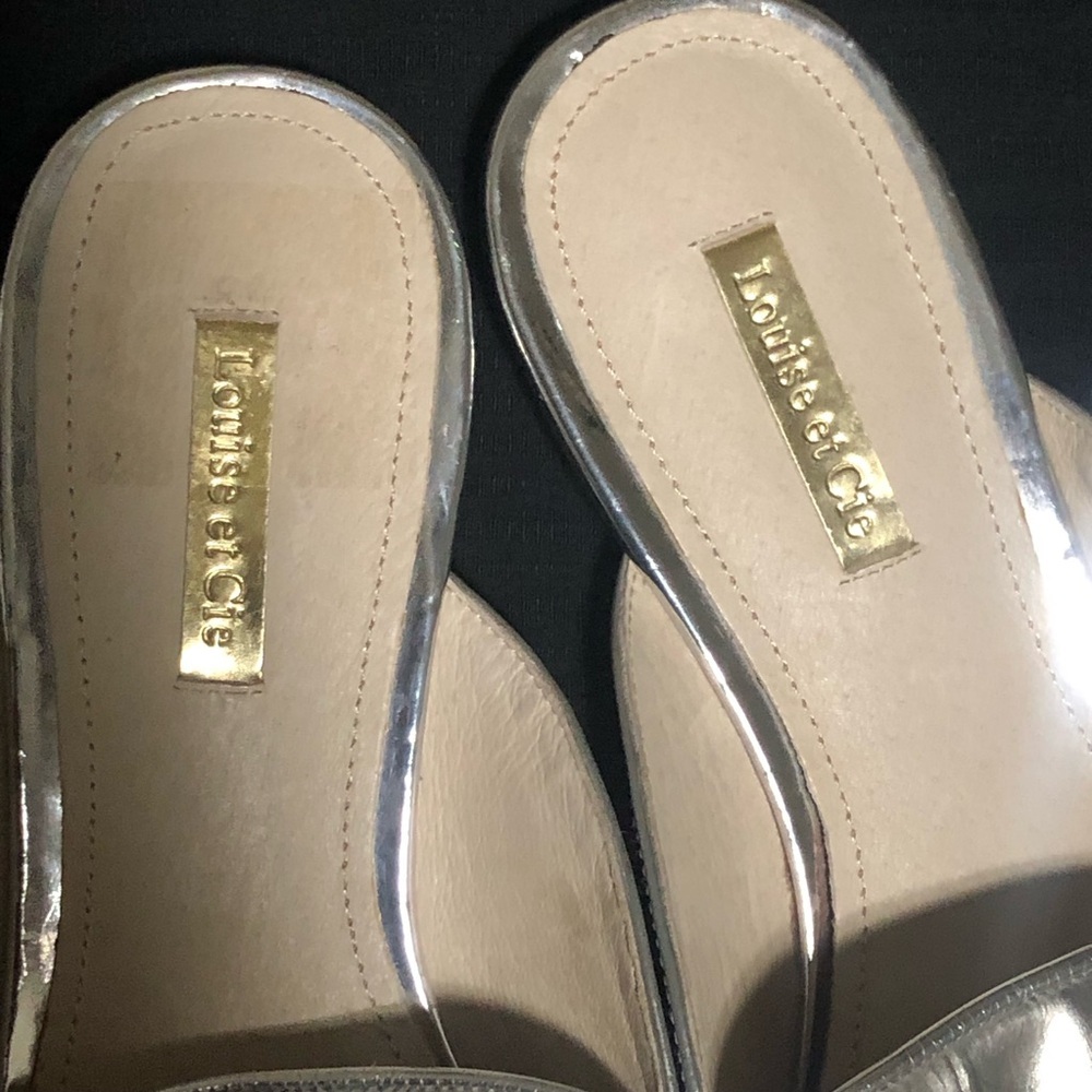 Louise et Cie Women’s Silver Metallic Slip-On Loafer Mules, Size 7.5, Leather - Picture 3 of 5